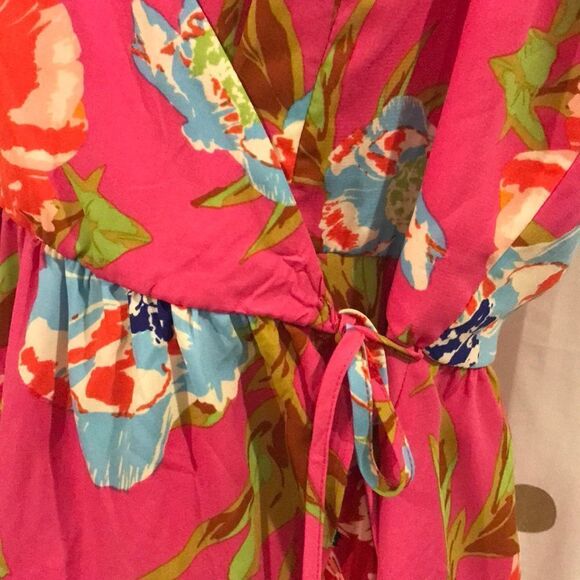 NWT GB Pink Floral Ruffle Wrap Dress - Size XL Jr - Picture 4 of 7
